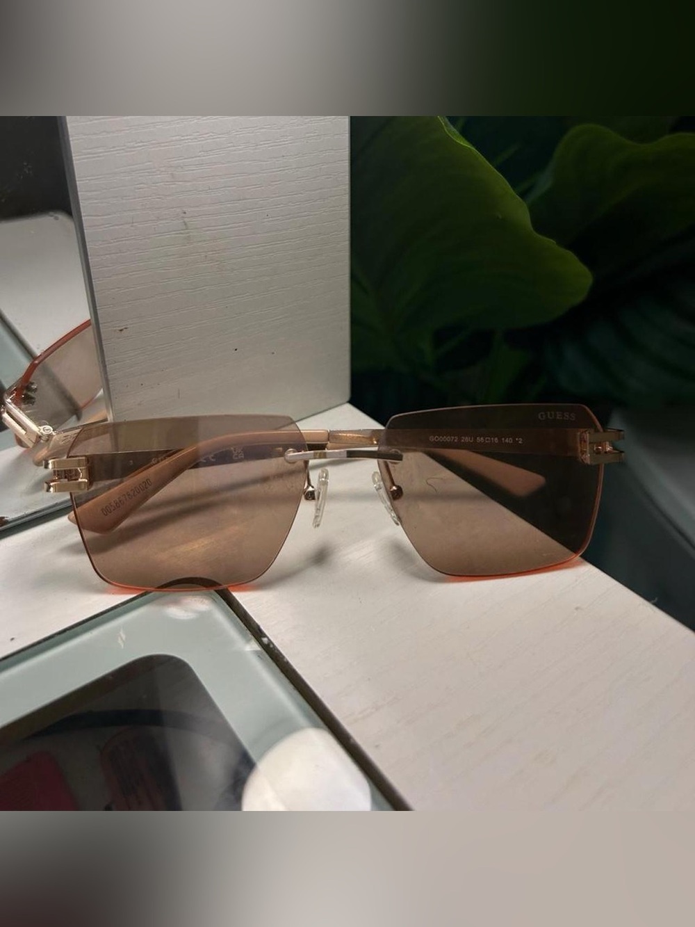 Guess Brown Gradient Rimless Sunglasses